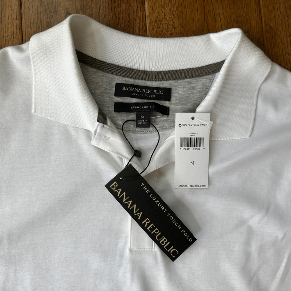 NWT Banana Republic Luxury Touch Polo - White, M